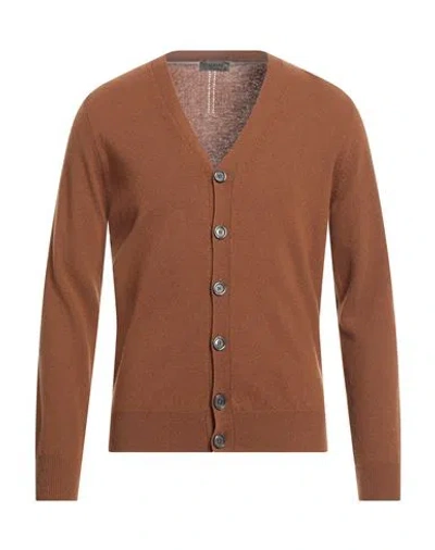 +39 MASQ +39 MASQ MAN CARDIGAN BROWN SIZE 44 WOOL