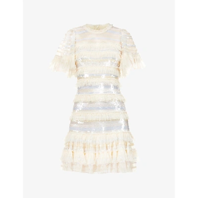 NEEDLE & THREAD ARIANA SEQUIN-EMBELLISHED TULLE MINI DRESS