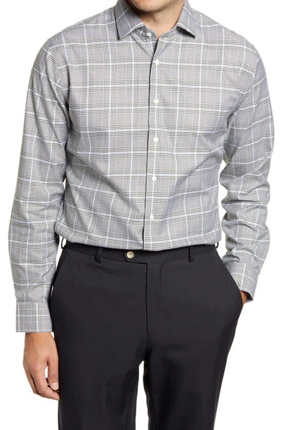 NORDSTROM TRIM FIT GLEN PLAID NON-IRON DRESS SHIRT