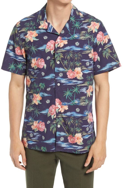 NN07 MIYAGI 5236 FLORAL SHORT SLEEVE BUTTON-UP CAMP SHIRT