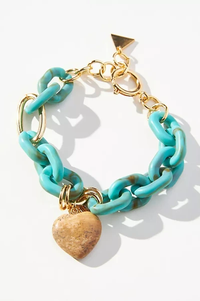 ANTHROPOLOGIE RESIN LINK HEART CHARM BRACELET