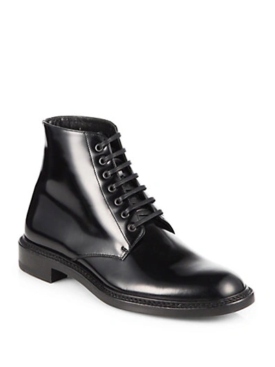 SAINT LAURENT Army Leather Lace-Up Ankle Boots