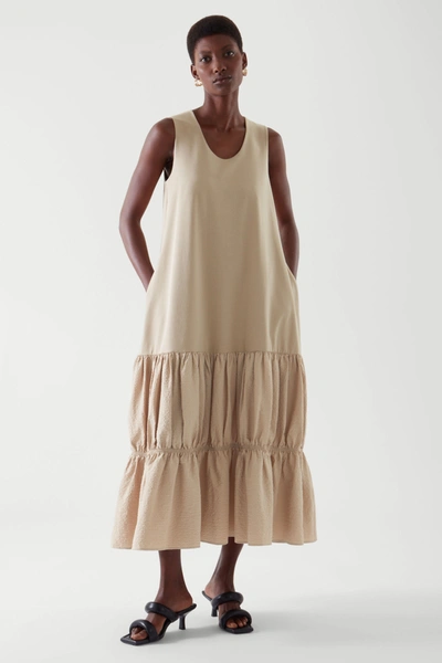 Cos Tiered Dress In Beige