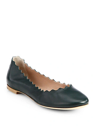 CHLOÉ Scalloped Leather Ballet Flats