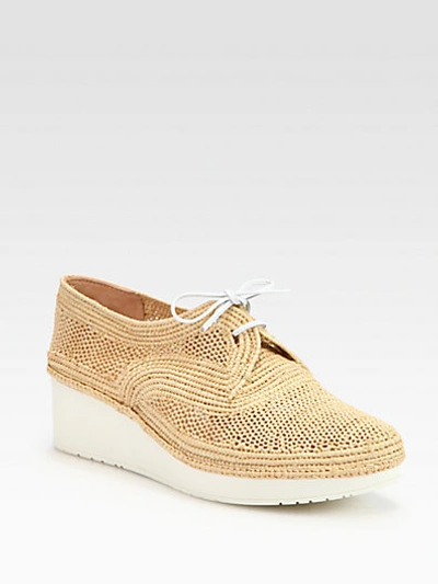 ROBERT CLERGERIE Vicoleg Woven Raffia Lace-Up Wedges