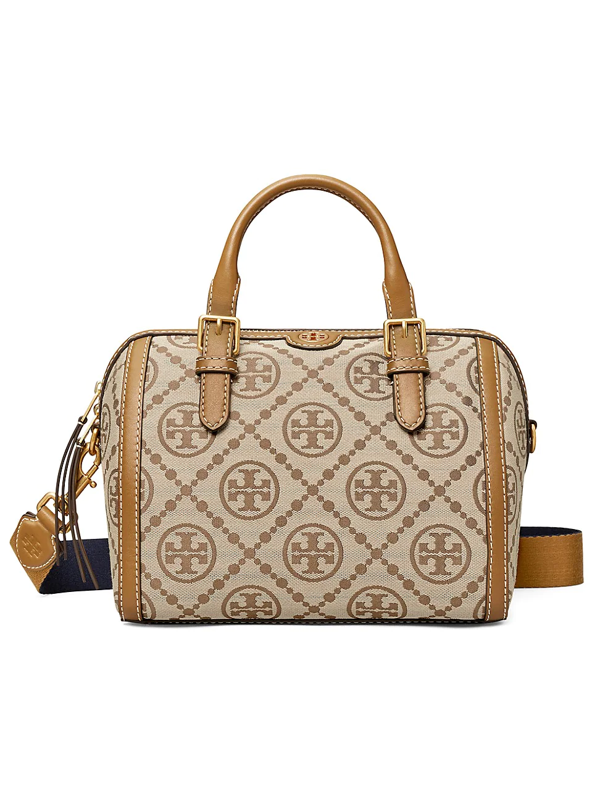 Shop Tory Burch Women's T Monogram Jacquard Barrel Bag In Hazelnut