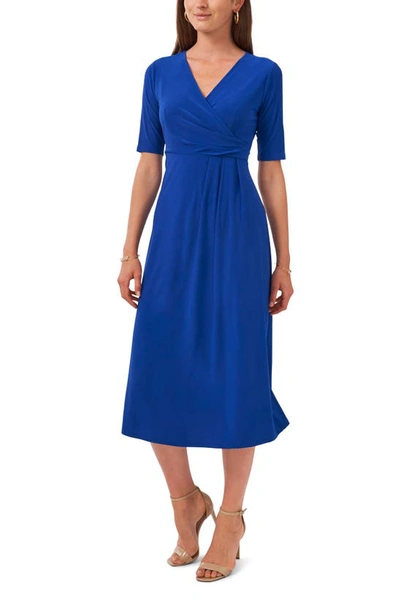 Chaus Laura Faux Wrap Midi Dress In Neon Royal Salsa