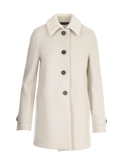 HARRIS WHARF LONDON WOMEN LODEN COAT PRESSED WOOL AND BOUCLÉ
