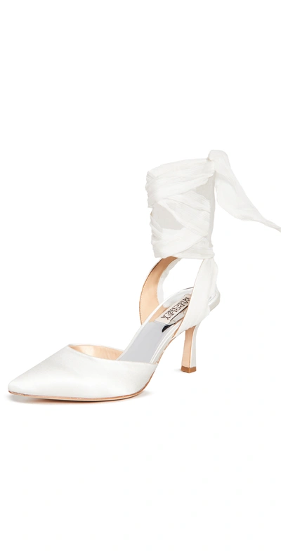 BADGLEY MISCHKA BLAZE PUMPS WHITE SATIN