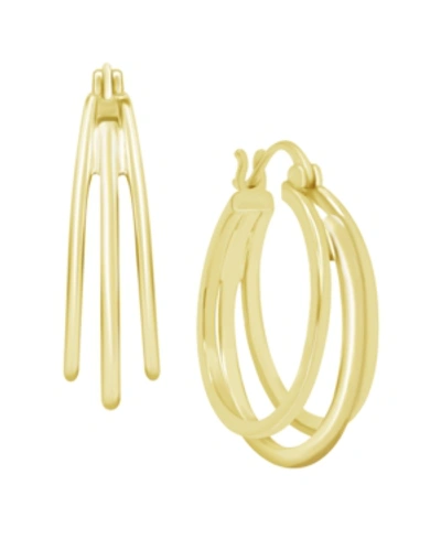 ESSENTIALS TRIPLE POINT OVAL CLICK TOP HOOP EARRING IN SILVER PLATE OR GOLD PLATE