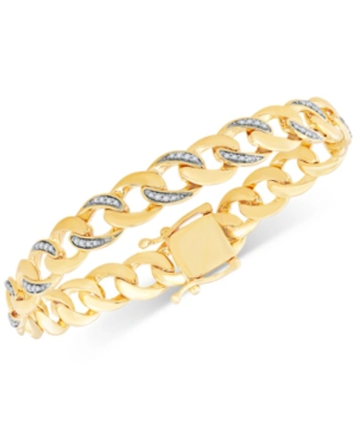 MACY'S DIAMOND CURB LINK BRACELET (1/2 CT. T.W.) IN 14K GOLD-PLATED STERLING SILVER