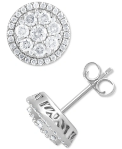 MACY'S DIAMOND HALO CLUSTER STUD EARRINGS (1 CT. T.W.) IN 14K WHITE GOLD