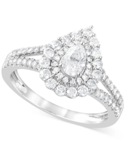 MACY'S DIAMOND PEAR HALO RING (1 CT. T.W.) IN 14K WHITE GOLD