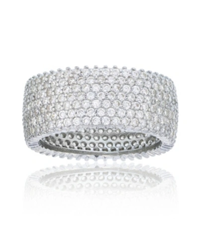 MACY'S WHITE CUBIC ZIRCONIA MICROPAVE MULTI ROW ETERNITY BAND IN 14K ROSE, 14K YELLOW, BLACK OR RHODIUM PLA