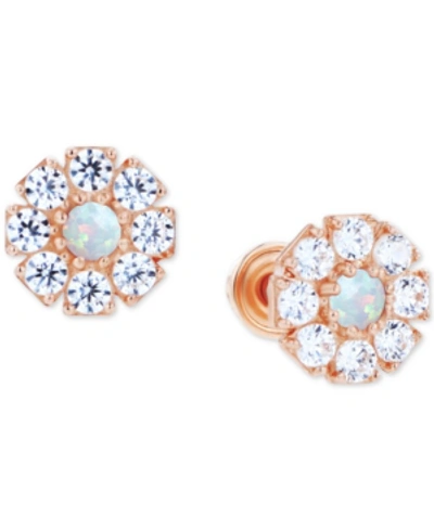 MACY'S LAB-GROWN OPAL (1/20 CT. T.W.) & LAB-GROWN WHITE SAPPHIRE (1/2 CT. T.W.) STUD EARRINGS