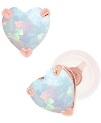 MACY'S LAB-GROWN OPAL HEART STUD EARRINGS (3/8 CT. T.W.) IN STERLING SILVER