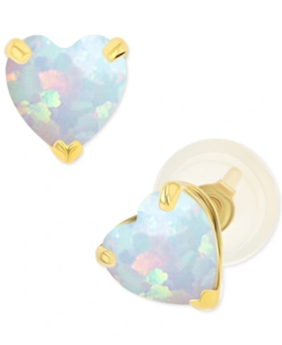 MACY'S LAB-GROWN OPAL HEART STUD EARRINGS (3/8 CT. T.W.) IN STERLING SILVER