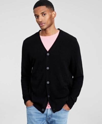 CLUB ROOM MEN'S CASHMERE V-NECK CARDIGAN, CREATED FOR MACY'S