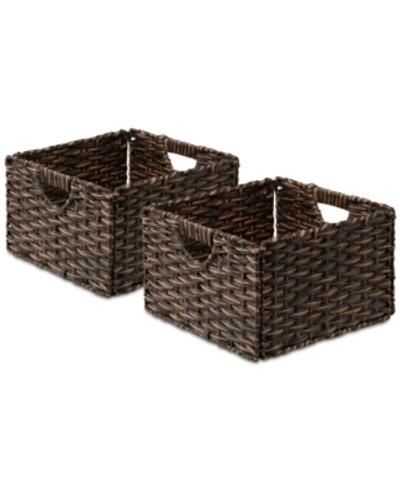SEVILLE CLASSICS FOLDABLE HANDWOVEN CUBE STORAGE BASKETS, SET OF 2
