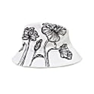 QUILLATTIRE WOMEN'S WHITE HAND PAINTED FLORAL BUCKET HAT