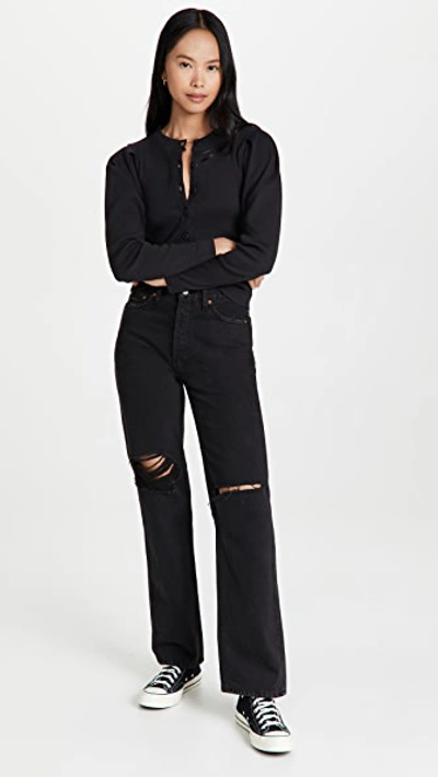 AMO PUFF SLEEVE CARDIGAN VINTAGE BLACK