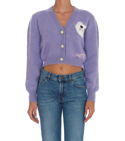 Shop Alessandra Rich Cardigan In Purple