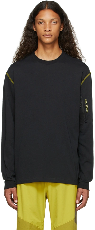ARC'TERYX SYSTEM A BLACK COPAL BIRD LONG SLEEVE T-SHIRT