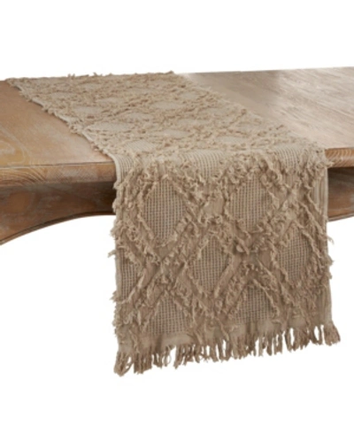 SARO LIFESTYLE FRINGE WAFFLE WEAVE RUNNER
