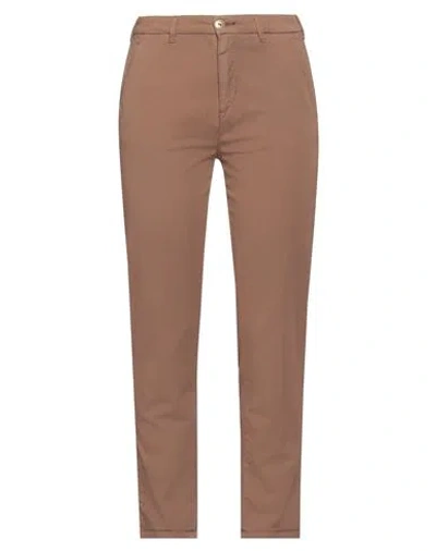 40WEFT 40WEFT WOMAN PANTS BROWN SIZE 4 COTTON, TENCEL, ELASTANE
