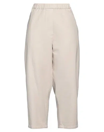 4.10 WOMAN PANTS BEIGE SIZE 8 COTTON, ELASTANE