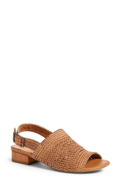 PAUL GREEN HELENA WOVEN LEATHER BLOCK HEEL SANDAL