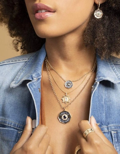 MARLO LAZ MINI PORTE BONHEUR AQUAMARINE NECKLACE