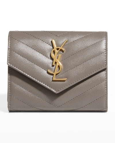 SAINT LAURENT MONOGRAMME SMALL GRAIN DE POUDRE TRI-FOLD WALLET