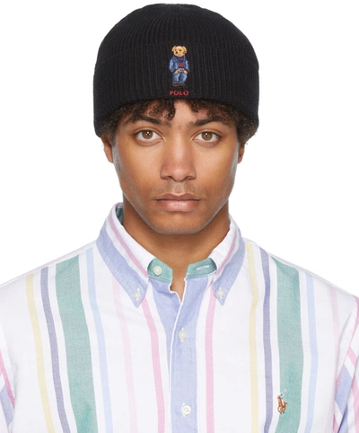 POLO RALPH LAUREN SOLID DENIM BEAR BEANIE