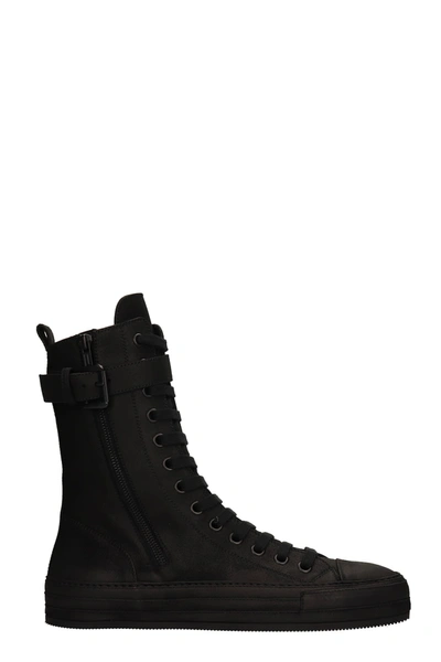 ANN DEMEULEMEESTER RAVEN HIGH SNEAKERS IN BLACK LEATHER