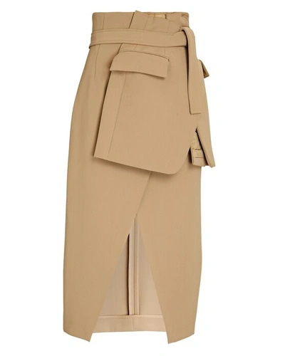 A.W.A.K.E. PANELED TIE-WAIST MIDI SKIRT