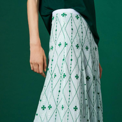 SANDRO 女士四叶草清新刺绣百褶半身裙