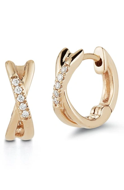 DANA REBECCA DESIGNS SYLVIE ROSE DIAMOND TWIST HUGGIE HOOP EARRINGS