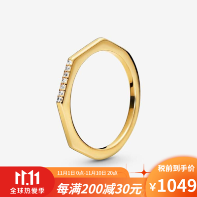 PANDORA 潘多拉（PANDORA）多面戒指女时尚精美饰品可叠戴 节日礼物168739C01-60 金色 9