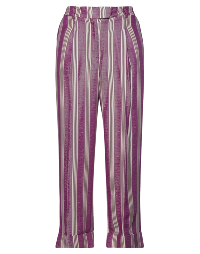 MANILA GRACE MANILA GRACE WOMAN PANTS PURPLE SIZE 4 VISCOSE, ACETATE