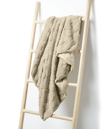 MARTHA STEWART COLLECTION LATTICE FAUX FUR THROW, 50" X 60", CREATED FOR MACY'S BEDDING