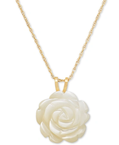 MACY'S MOTHER-OF-PEARL ROSE 18" PENDANT NECKLACE IN 10K GOLD