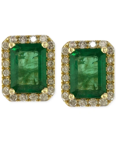 EFFY COLLECTION EFFY EMERALD (1-9/10 CT. T.W.) AND DIAMOND (1/4 CT. T.W.) STUD EARRINGS IN 14K GOLD, CREATED FOR MAC