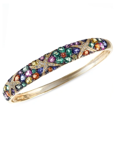 EFFY COLLECTION EFFY MULTICOLOR SAPPHIRE (7-5/8 CT. T.W.) AND DIAMOND (1/4 CT. T.W.) STARFISH BANGLE IN 14K GOLD, CR