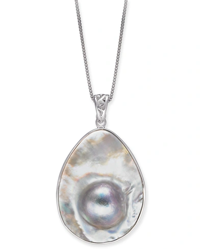 MACY'S MABE BLISTER PEARL (34 X 24MM) 18" PENDANT NECKLACE IN STERLING SILVER