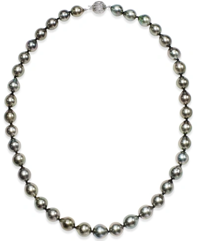 MACY'S TAHITIAN MULTI-COLOR PEARL (9-11MM) STRAND NECKLACE IN 14K WHITE GOLD