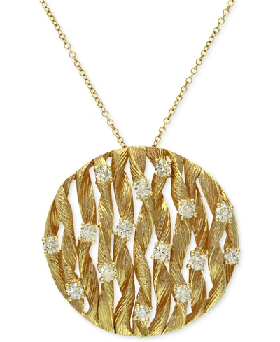 EFFY COLLECTION D'ORO BY EFFY DIAMOND TEXTURED CIRCLE PENDANT (3/4 CT. T.W.) IN 14K GOLD