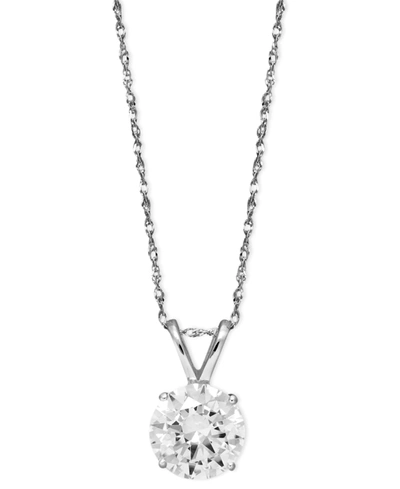 ARABELLA 14K WHITE GOLD NECKLACE, CUBIC ZIRCONIA ROUND PENDANT (2-1/6 CT. T.W.)