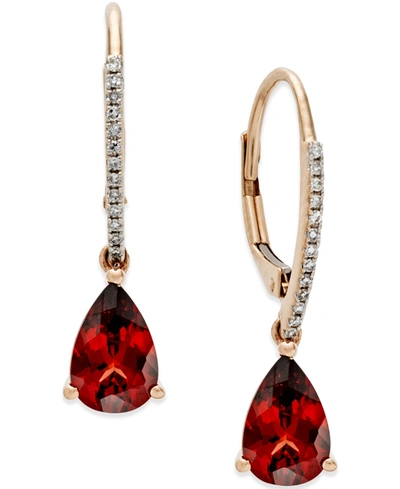 MACY'S GARNET (2-1/2 CT. T.W.) AND DIAMOND ACCENT DROP EARRINGS IN 14K ROSE GOLD (ALSO IN CITRINE)