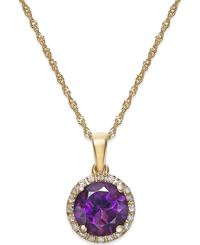 MACY'S AMETHYST (1-1/10 CT. T.W.) AND DIAMOND ACCENT PENDANT NECKLACE IN 14K GOLD